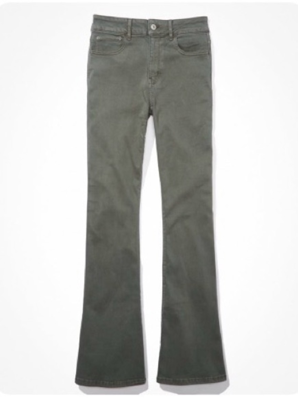 NWT American Eagle Super Hi-Rise Flare Pants Olive Green 16 Long